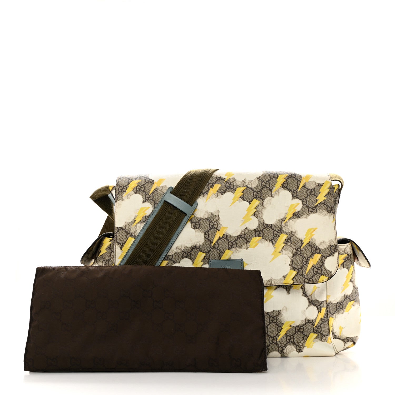 Gucci GG Plus Monogram Lightning Bolt Messenger Diaper Bag Beige 2 of 12
