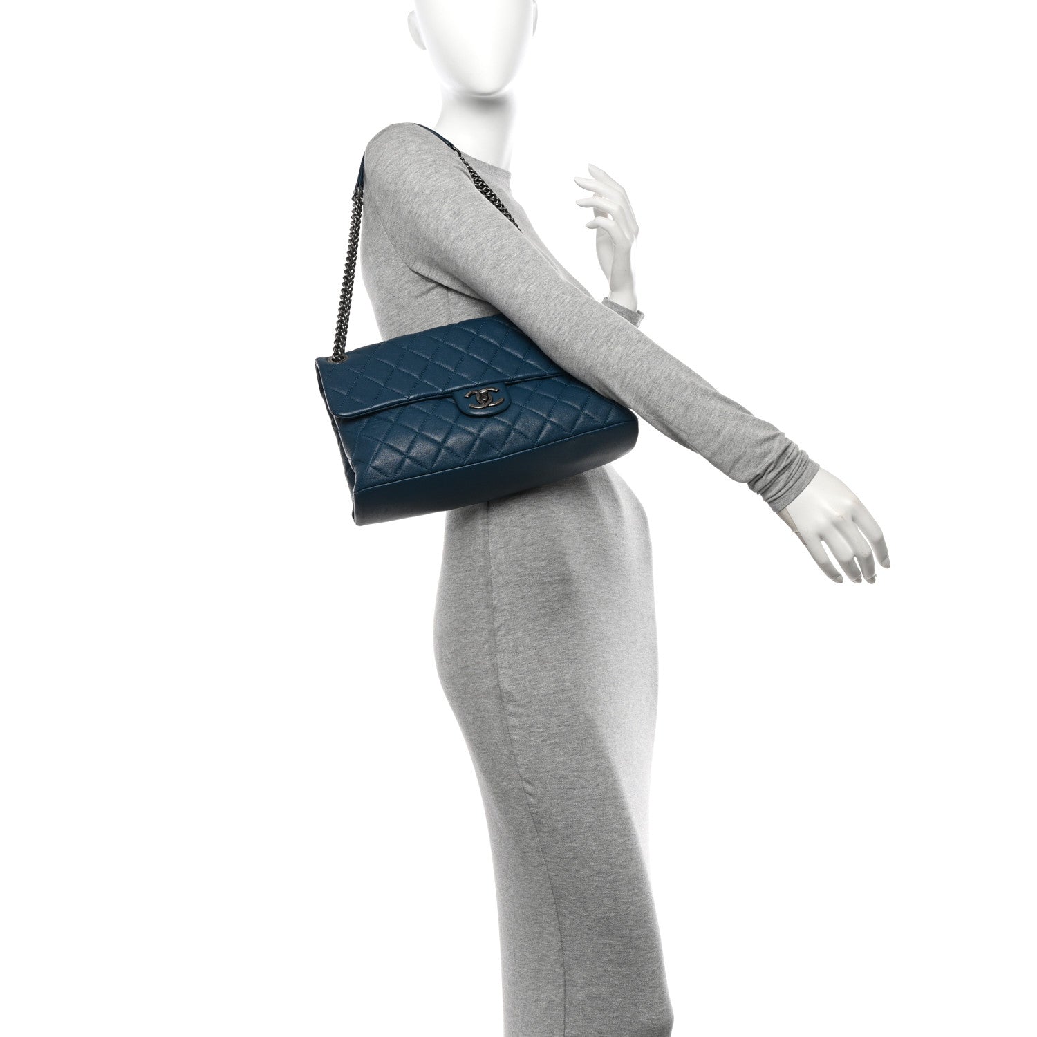 Chanel Goatskin Quilted Medium Flap Blue 2 of 10