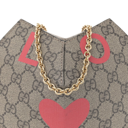 Gucci GG Supreme Monogram Love Heart Valentines Day Mini Padlock Heart Bag Beige Ebony New Geranium 14 of 21