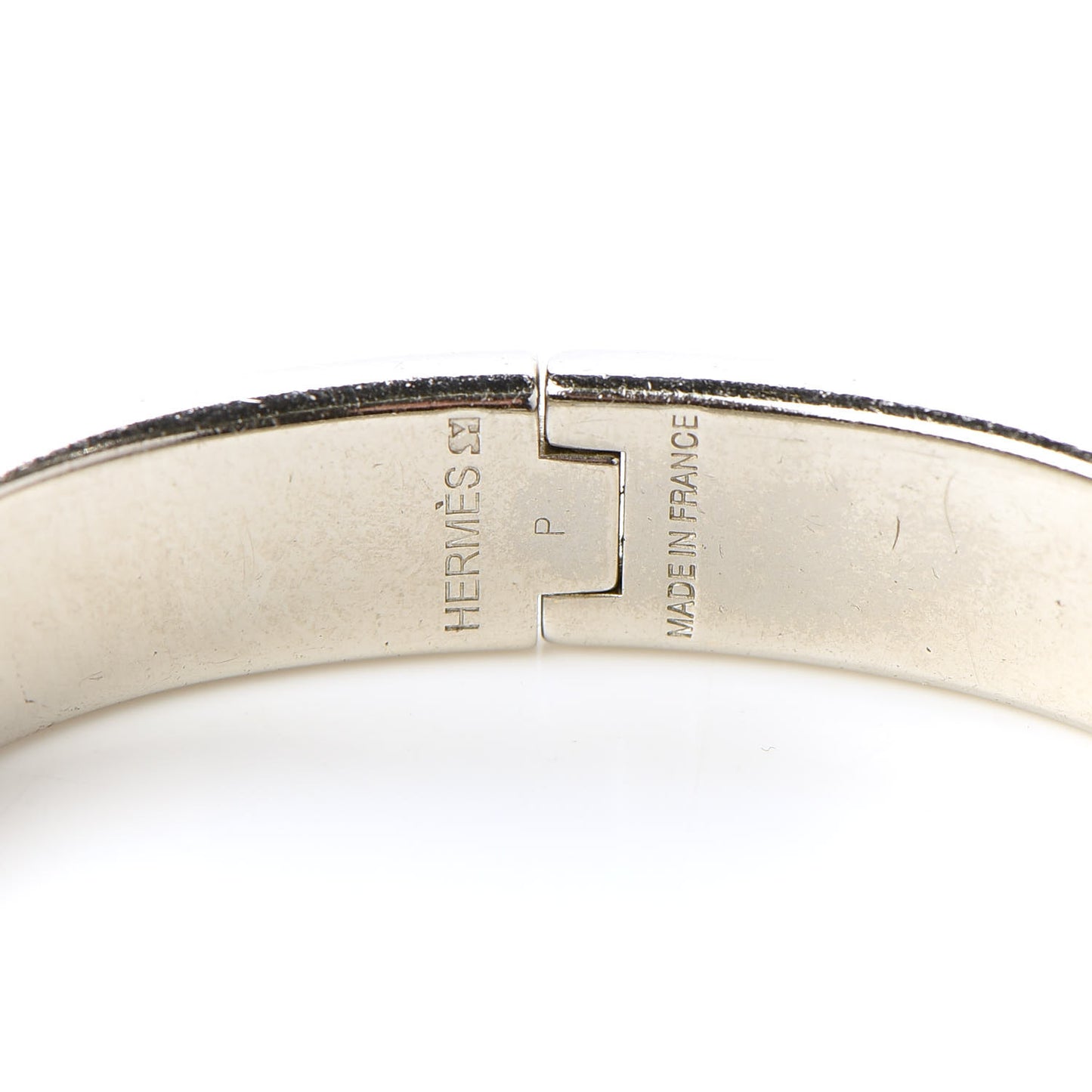 Enamel Narrow Clic Clac H Bracelet PM Blanc Gris Clair