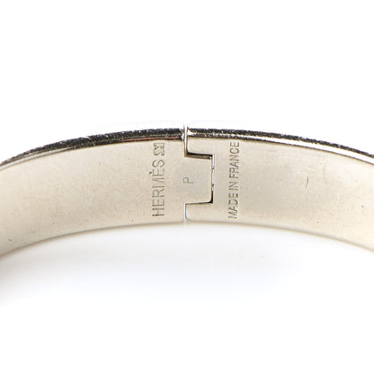 Hermes Enamel Narrow Clic Clac H Bracelet PM Blanc Gris Clair 6 of 7