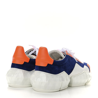 Jimmy Choo Calfskin Diamond Low Top Sneaker 40.5 Cobalt Neon Orange 4 of 9