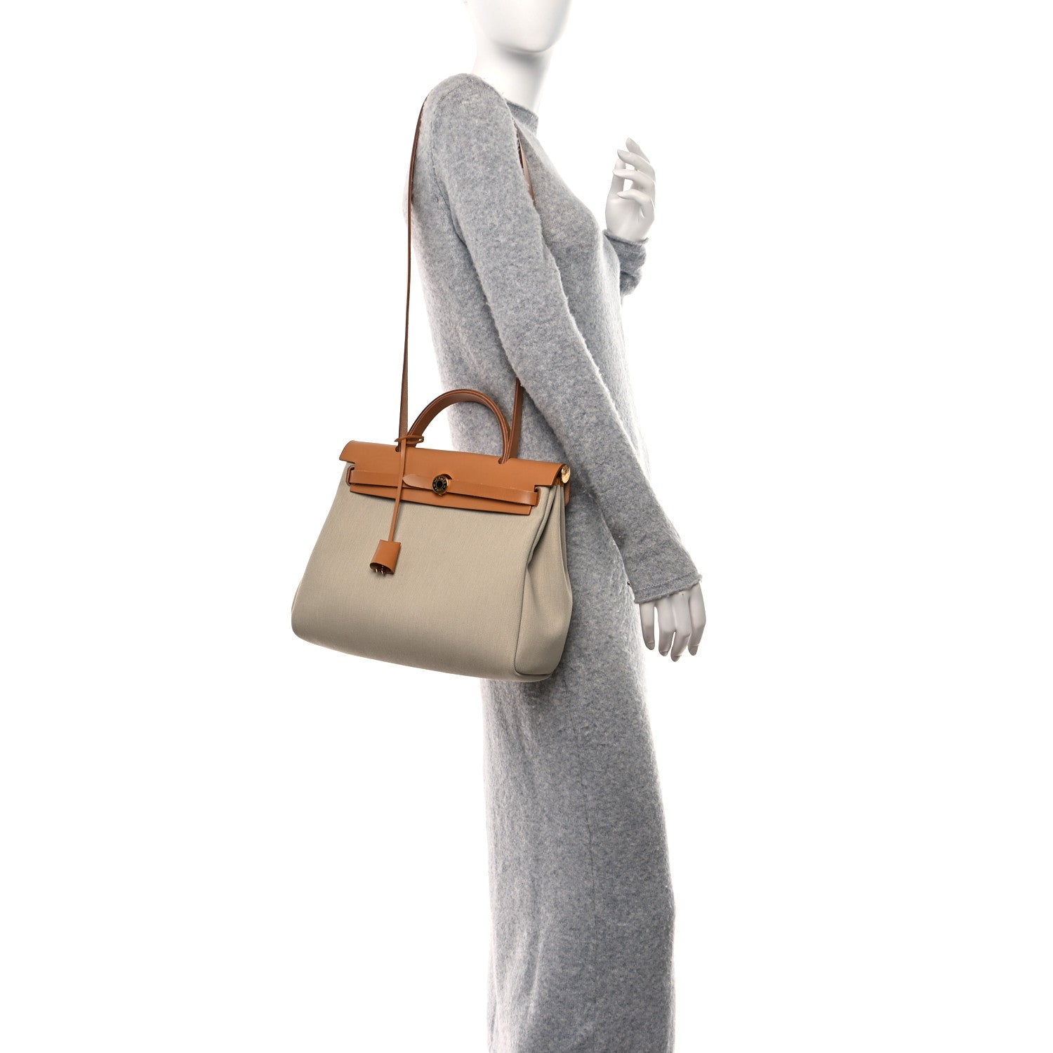 Hermes Vache Hunter Toile Herbag Zip 31 PM Trench Gold 2 of 11