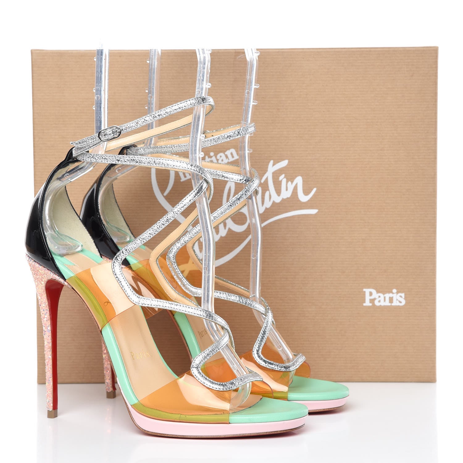 Christian Louboutin Nappa PVC Artisteric 120 Sandals 38 Opal 9 of 9