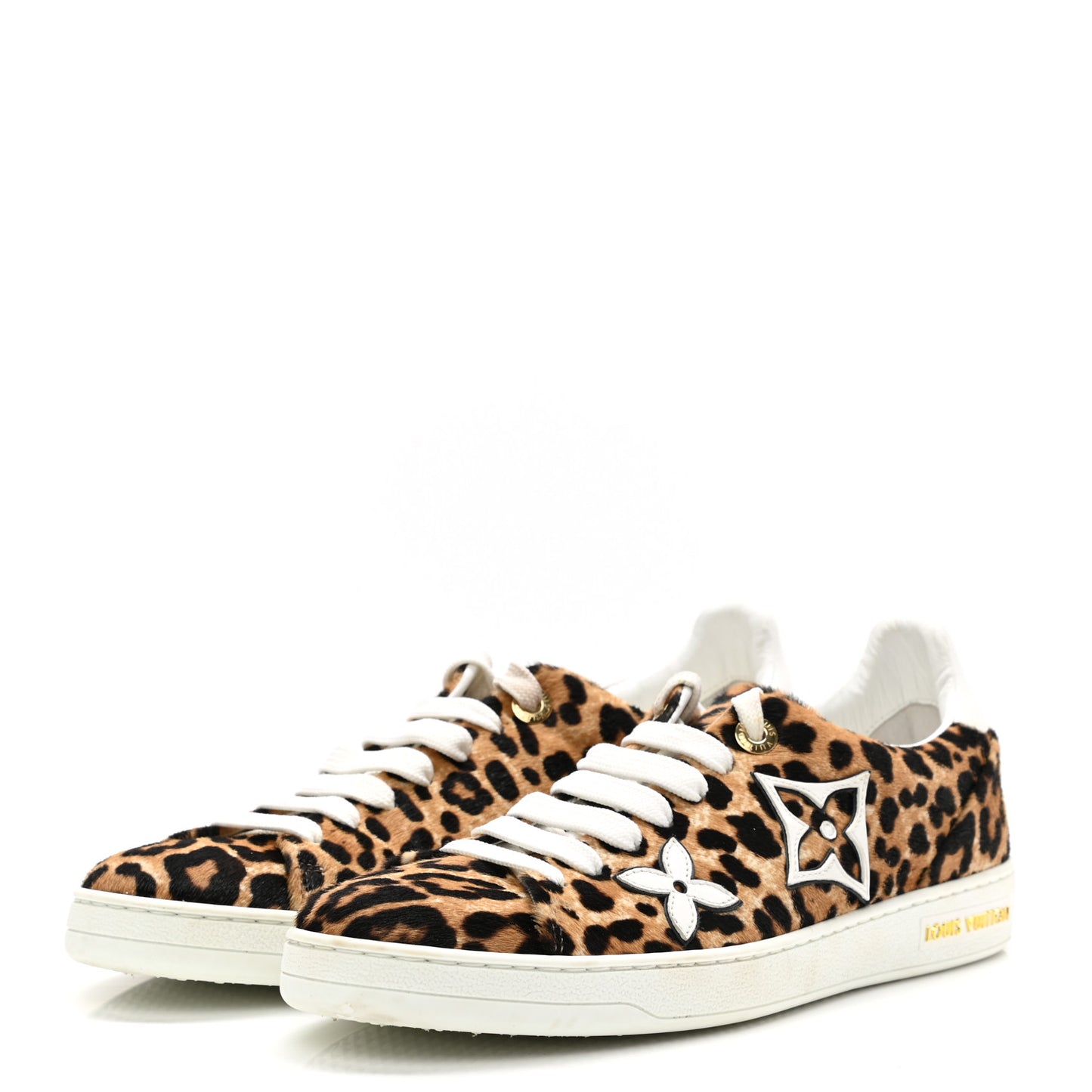 Calfskin Pony Hair Leopard Monogram Frontrow Sneakers 38