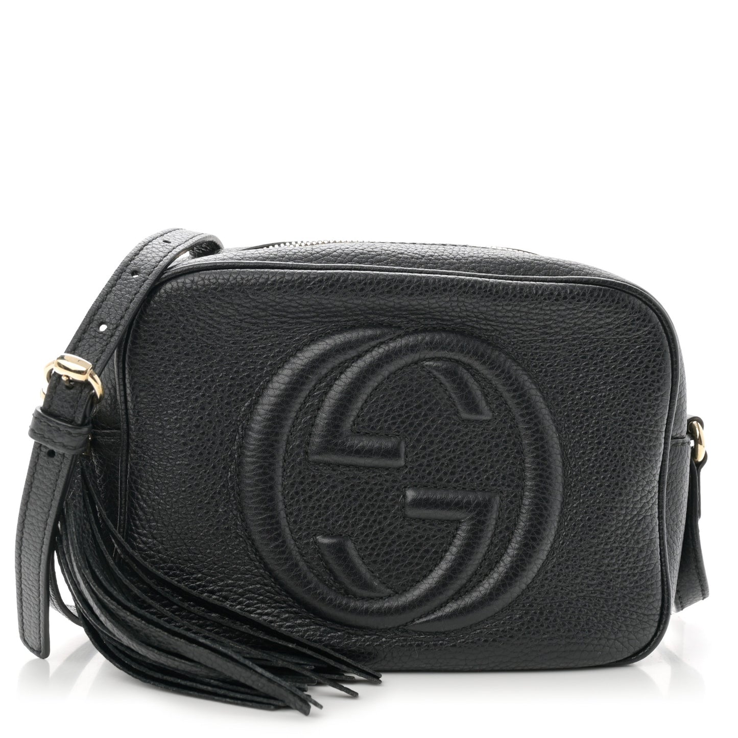 Pebbled Calfskin Small Soho Disco Bag Black