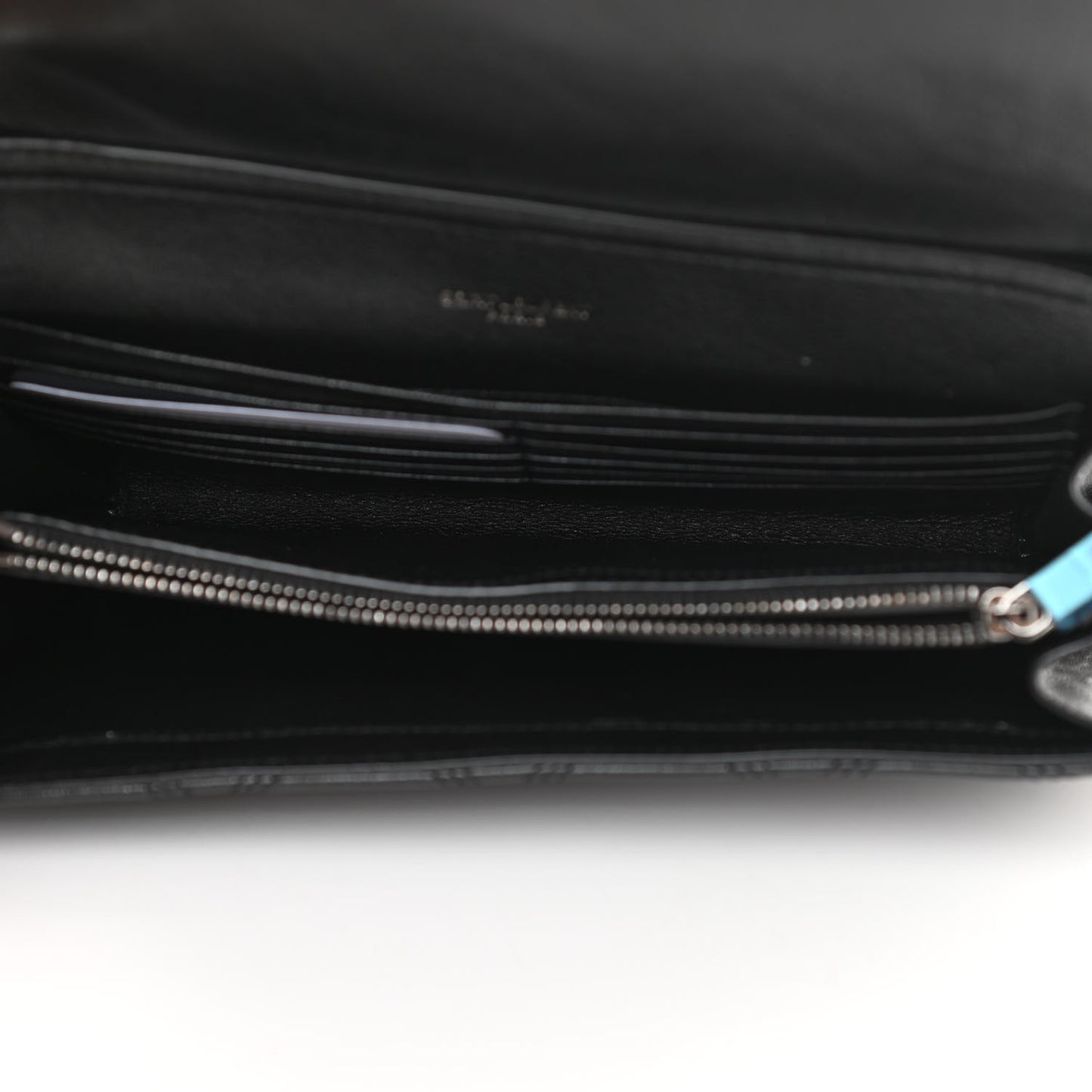 Lambskin Diamond Quilted Becky Chain Wallet Black