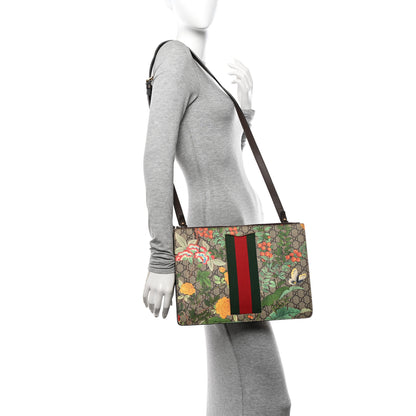 Gucci GG Supreme Monogram Tian Web Large Flat Messenger Beige Multicolor New Acero 2 of 10