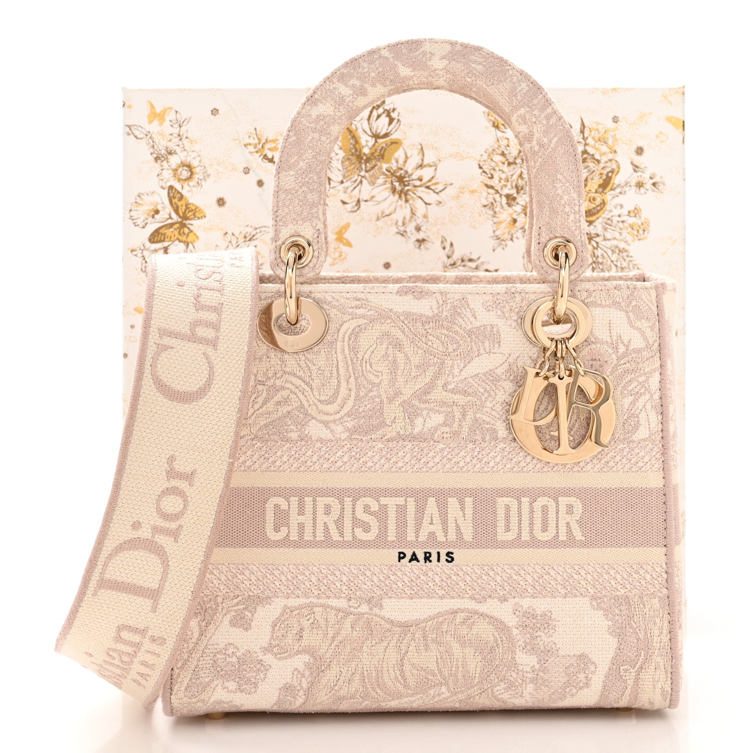 Christian Dior Canvas Toile De Jouy Reverse Embroidered Medium Lady D-Lite Rose 10 of 10