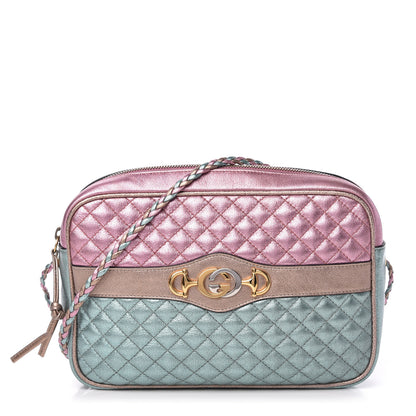 Gucci Laminated Nappa Trapuntata Small Zumi Shoulder Bag Rosa Lago Rame 1 of 10