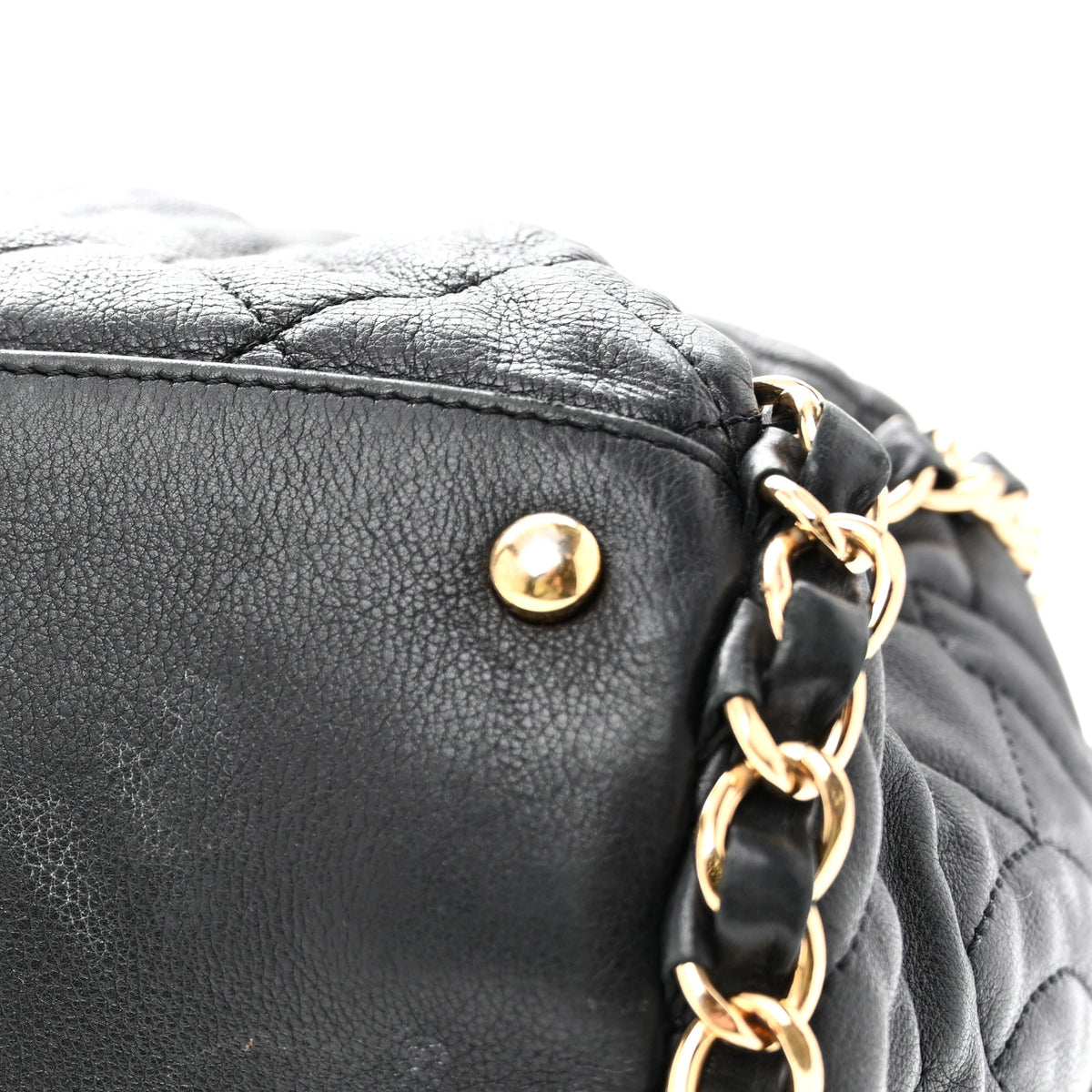 Calfskin Quilted Large Chain Me Hobo Black