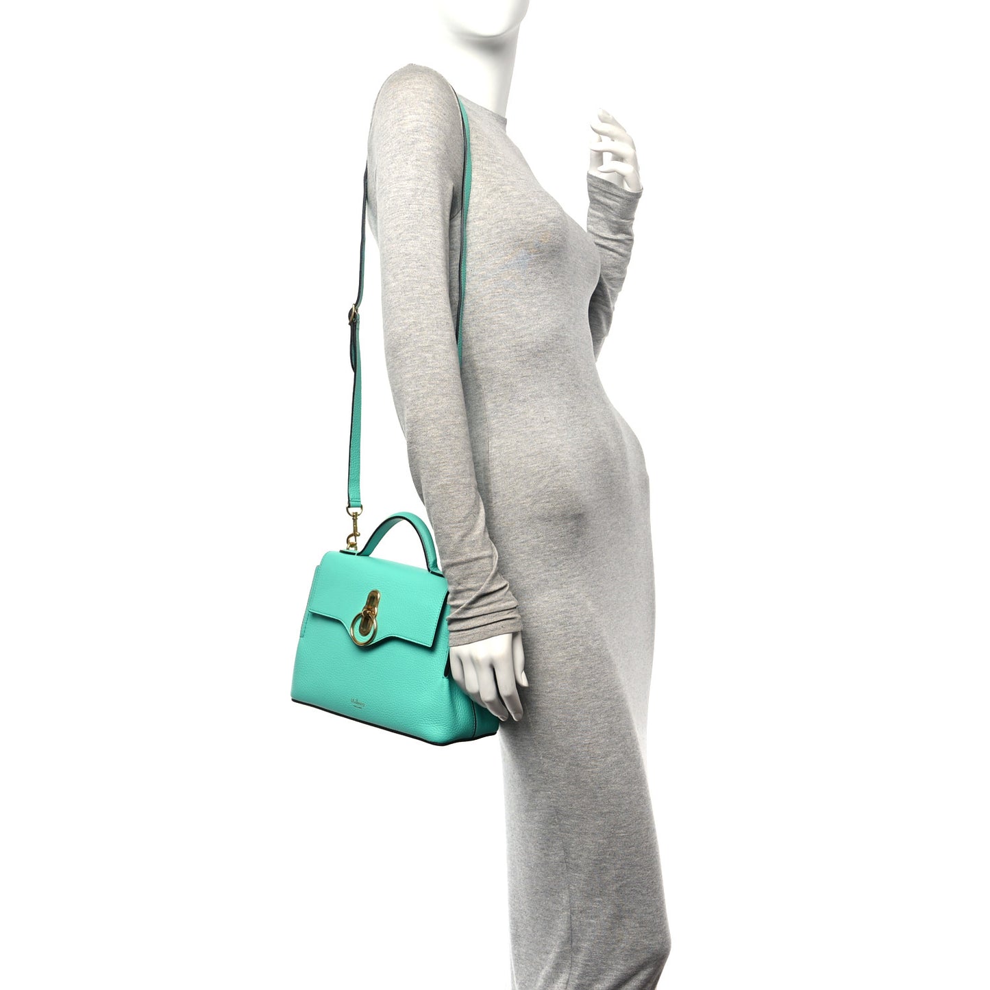 Small Classic Grain Calfskin Mini Seaton Aqua Green