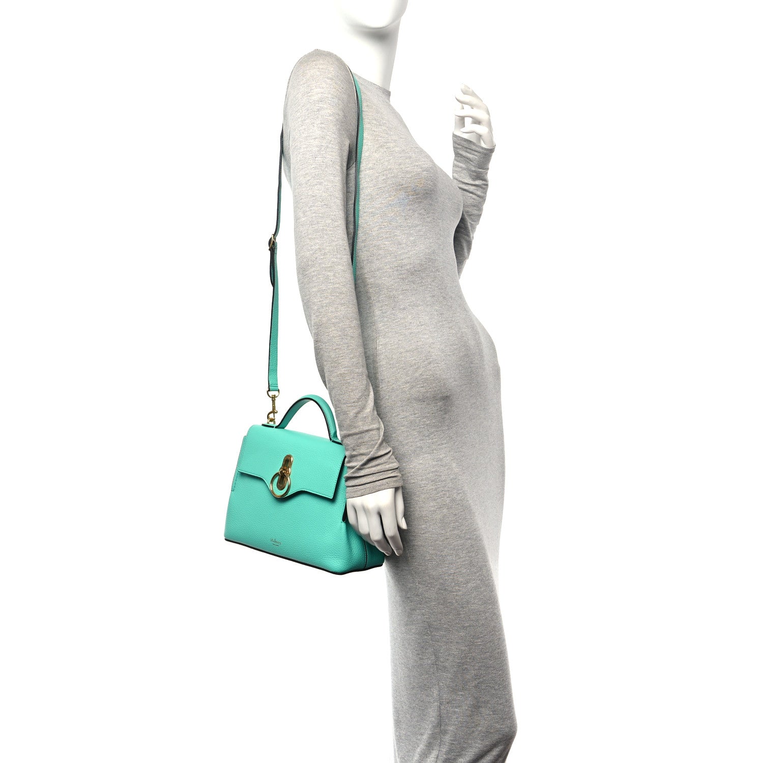 Mulberry Small Classic Grain Calfskin Mini Seaton Aqua Green 2 of 9