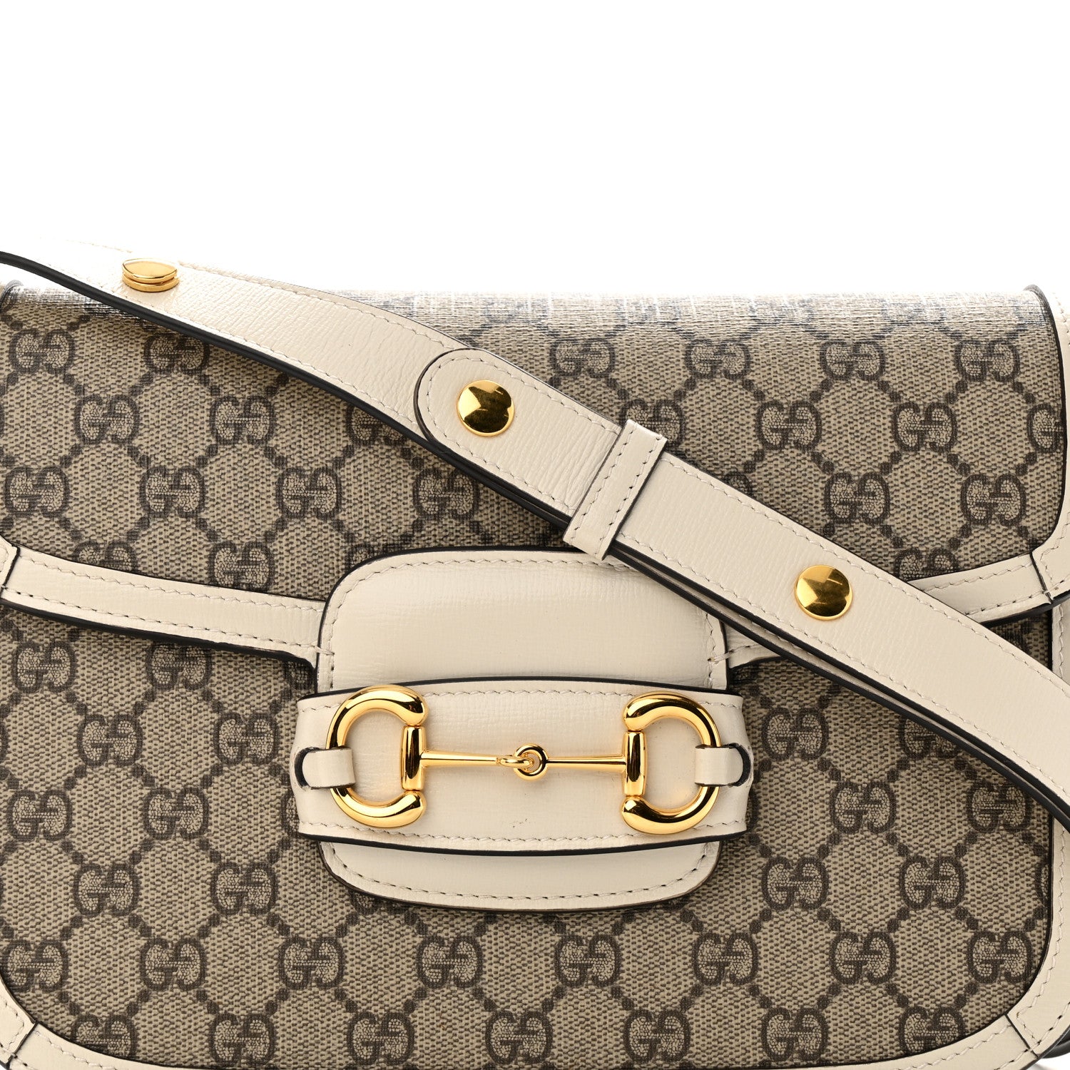 Gucci GG Supreme Monogram Horsebit 1955 Shoulder Bag Beige Mystic White 8 of 10