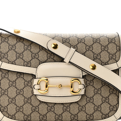 Gucci GG Supreme Monogram Horsebit 1955 Shoulder Bag Beige Mystic White 8 of 10