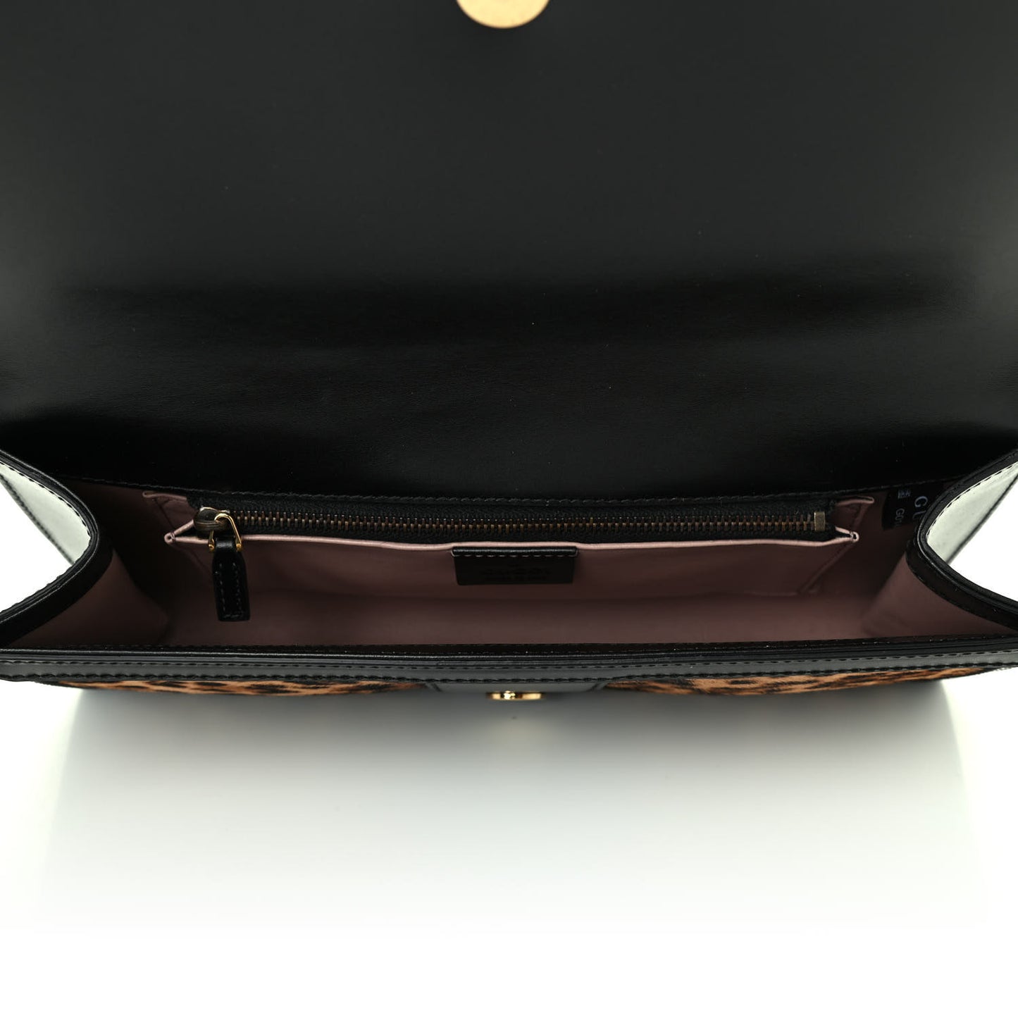 Calf Hair Jaguar Printed Small Lady Buckle Clutch Black