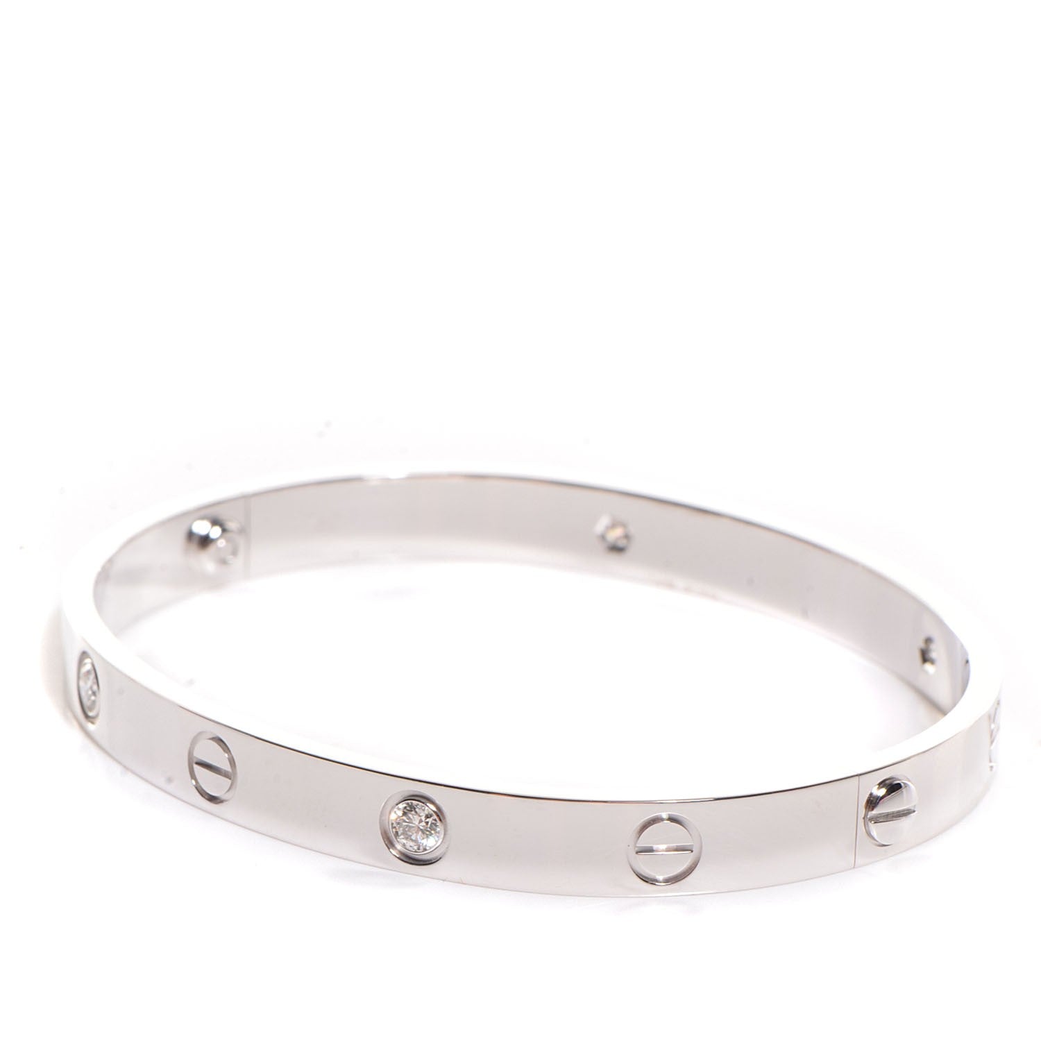 Cartier 18K White Gold 4 Diamond LOVE Bracelet 17 3 of 7