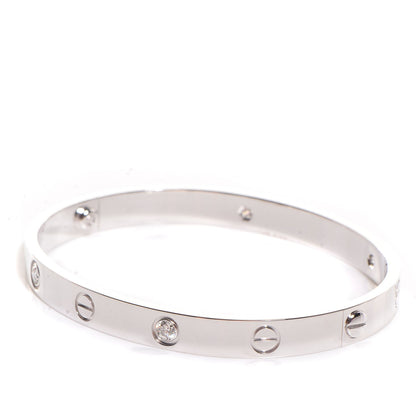 Cartier 18K White Gold 4 Diamond LOVE Bracelet 17 3 of 7