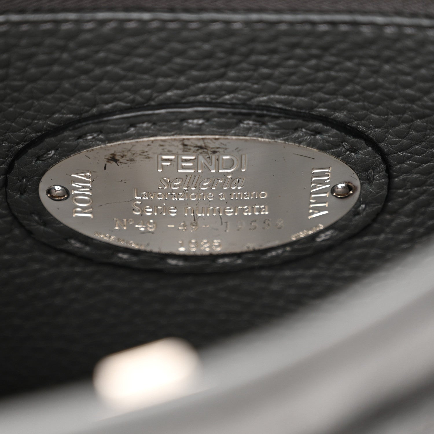 Fendi Cuoio Romano Selleria Mini Peekaboo Iconic Fit Satchel Asfalto Multicolor 7 of 12