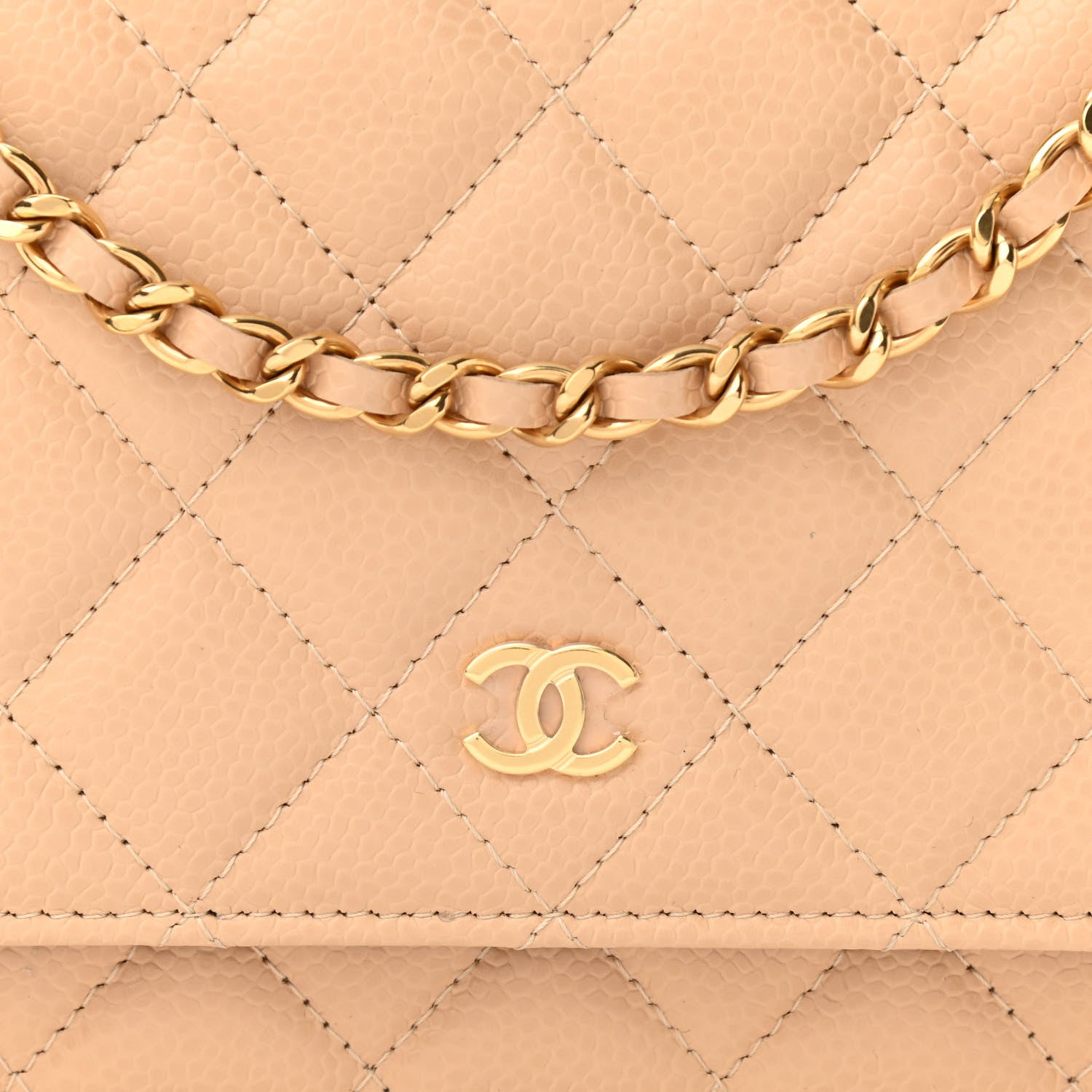 Chanel Caviar Quilted Wallet On Chain WOC Beige 9 of 12