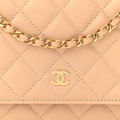 Chanel Caviar Quilted Wallet On Chain WOC Beige 9 of 12