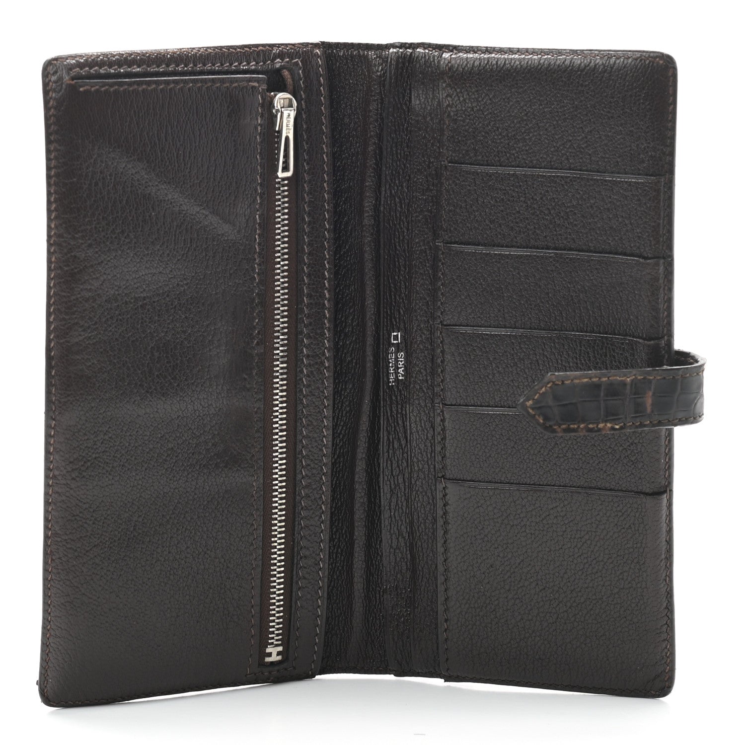 Hermes Matte Alligator Bearn Wallet Chocolate 3 of 6