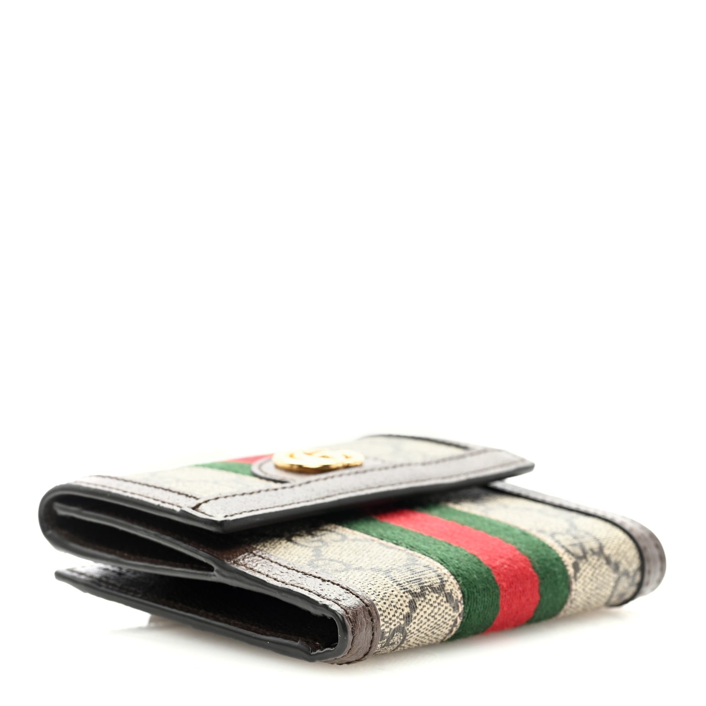 GG Supreme Monogram Web Ophidia French Flap Wallet Beige New Acero