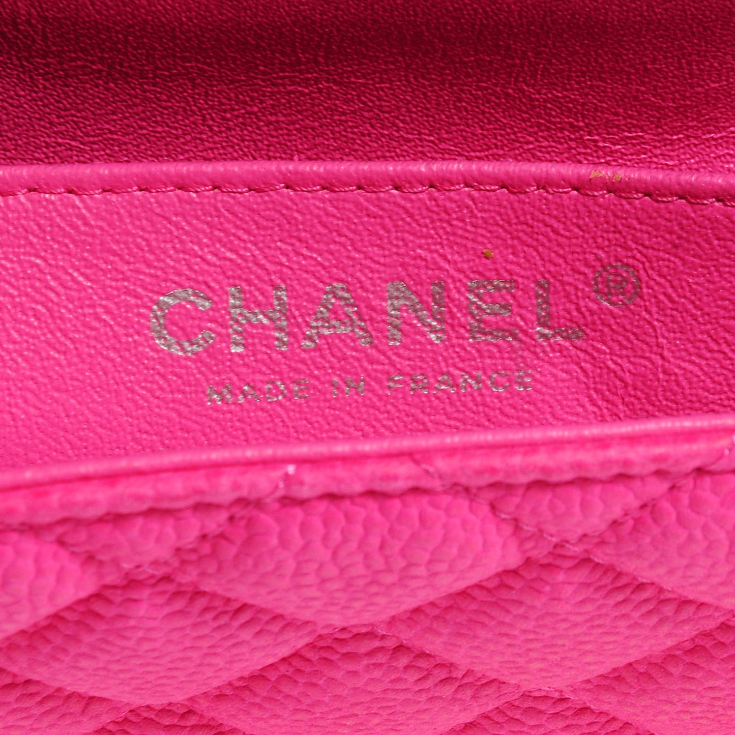 Iridescent Caviar Quilted Mini Square Flap Hot Pink EXCESS