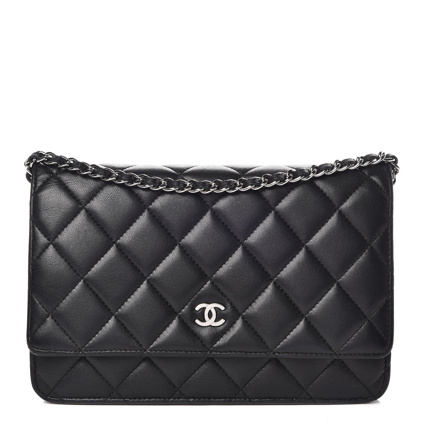 Chanel Lambskin Quilted Wallet On Chain WOC Black 1 of 11