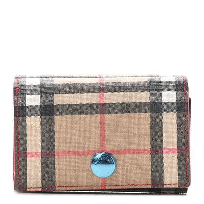 Burberry E-Canvas Vintage Check Tri-Fold Wallet Red 1 of 6