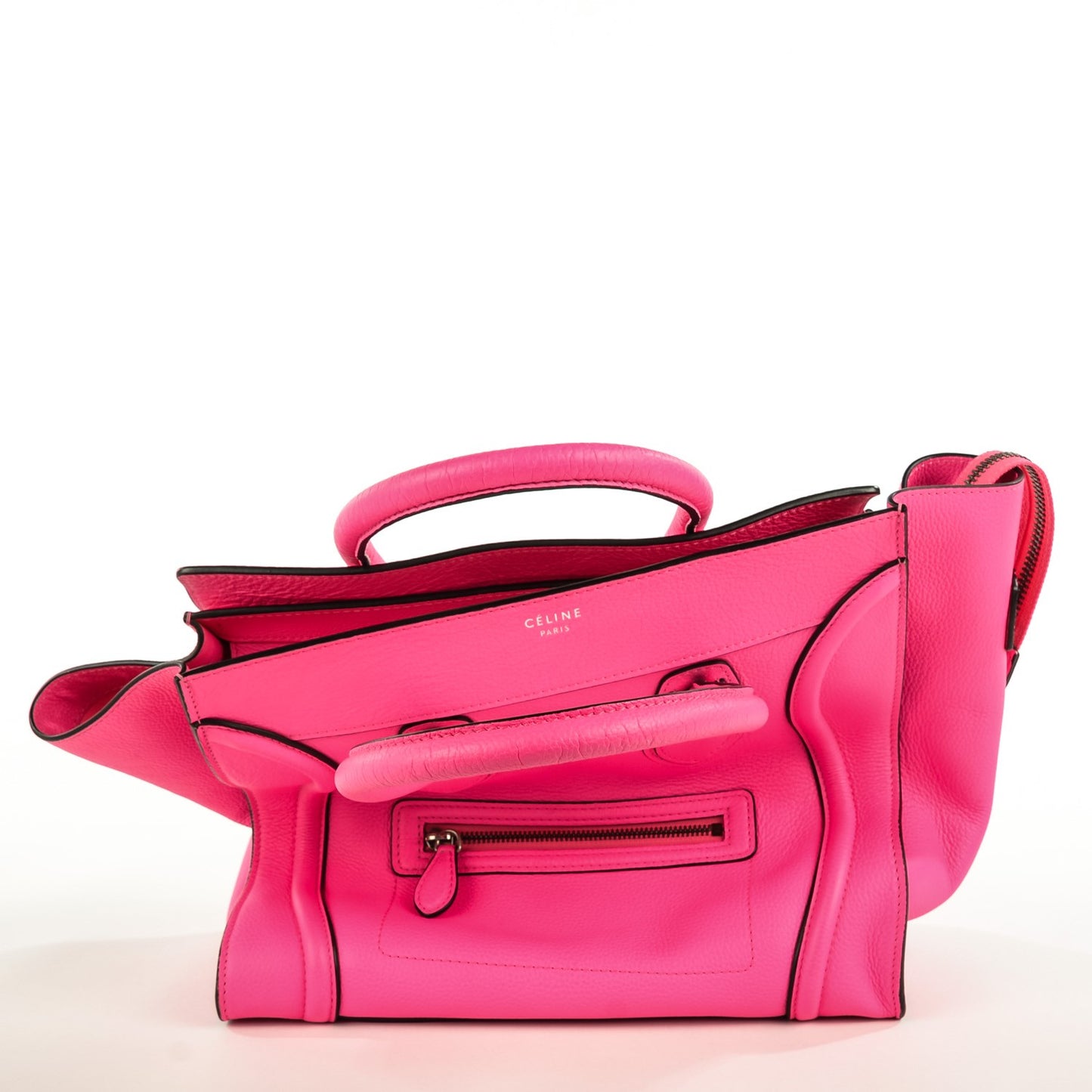 Drummed Calfskin Mini Luggage Fluo Pink