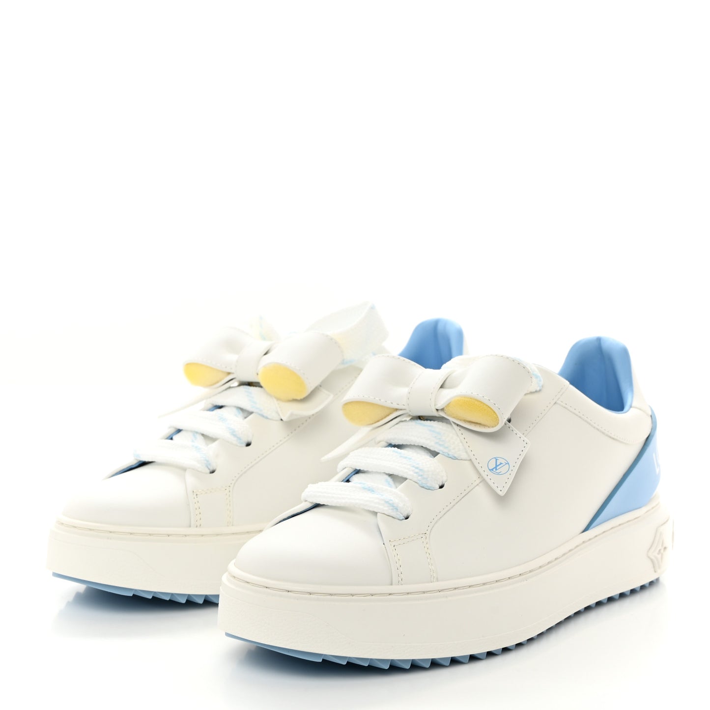 Calfskin Time Out Bow Sneakers 38.5 Blue