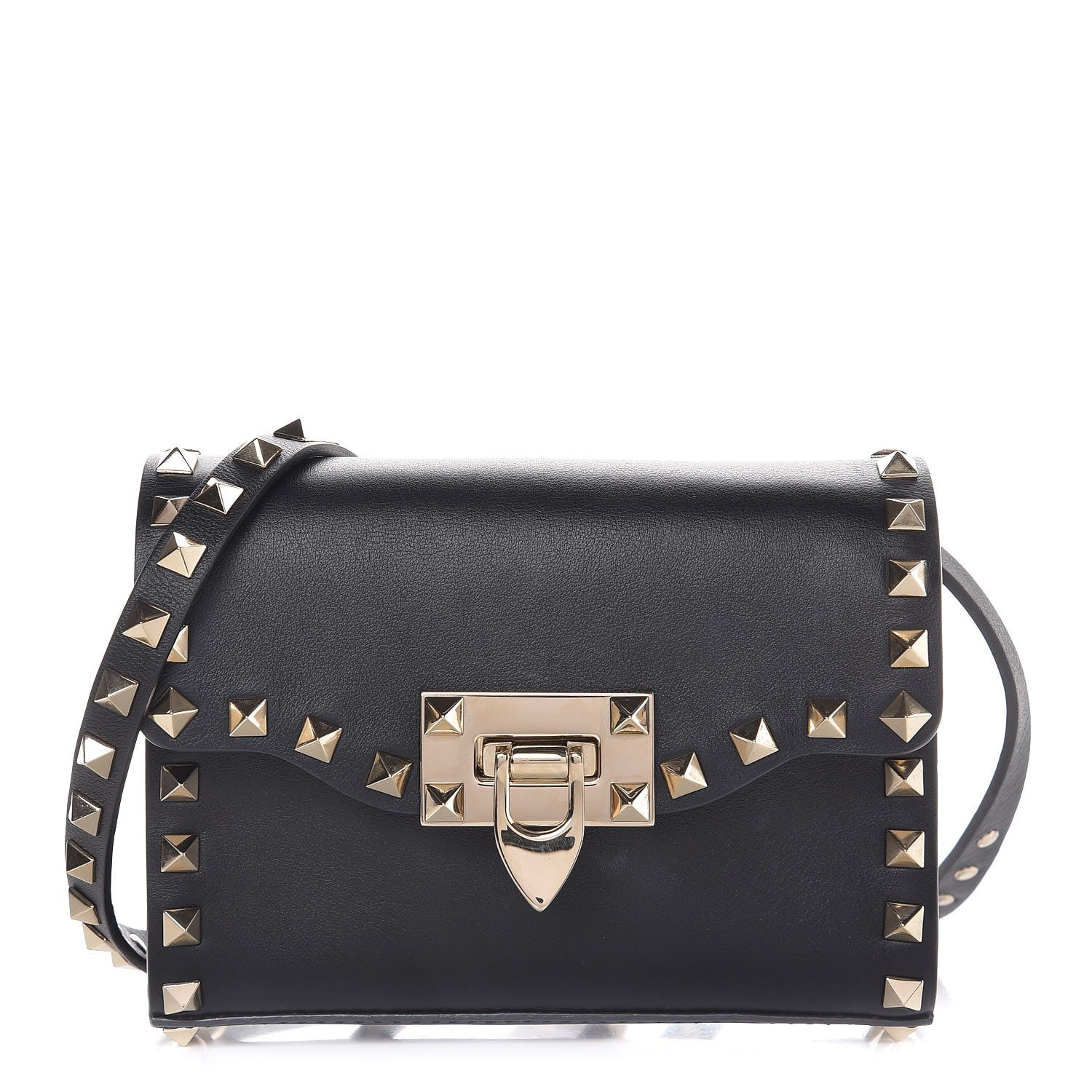 Valentino Garavani Vitello Mini Rockstud Flip Lock Crossbody Bag Black 1 of 7