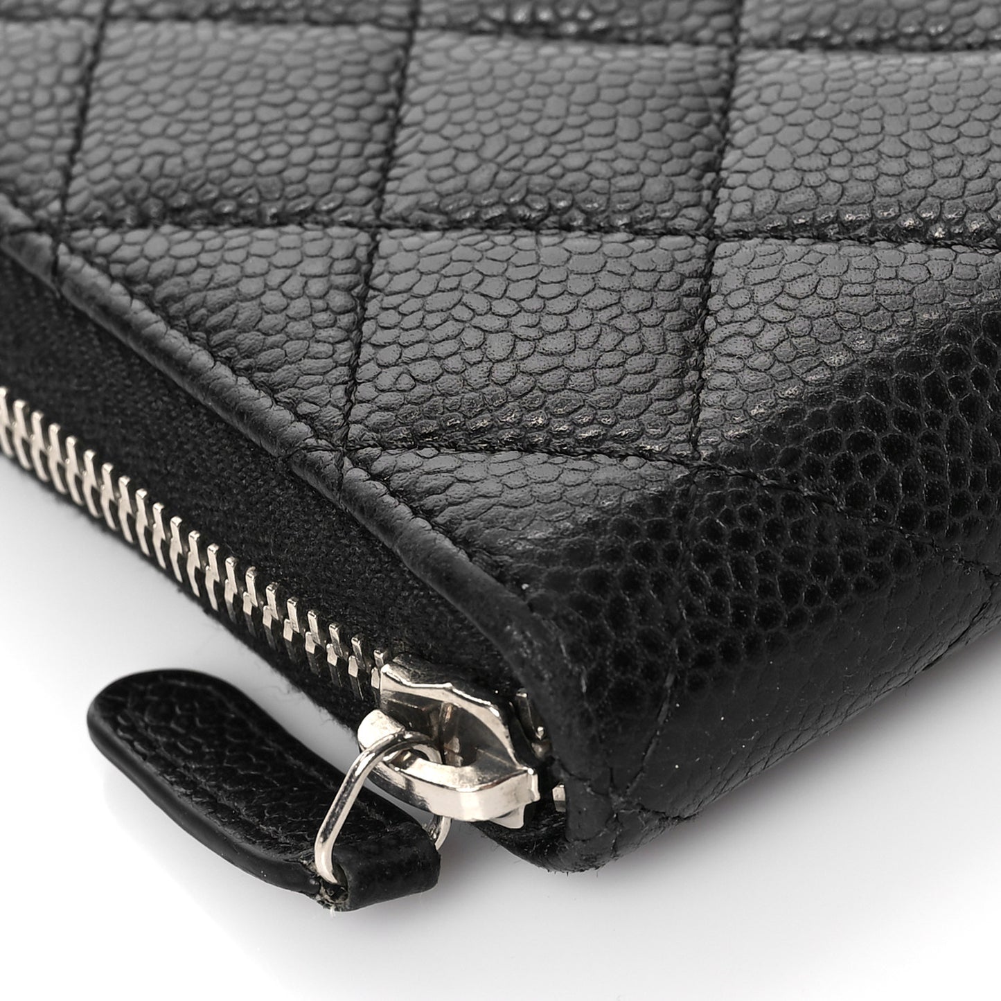 Caviar Quilted Large Gusset Zip Around Wallet Black