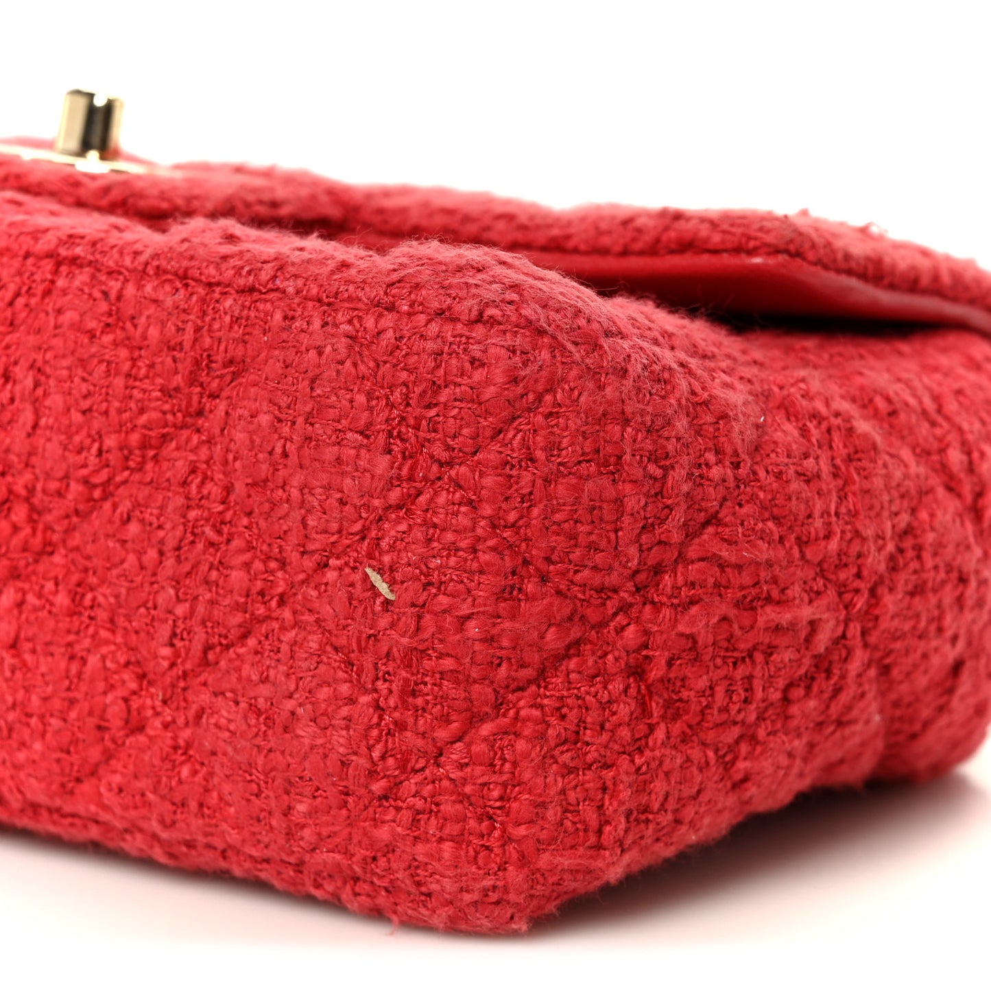 Tweed Quilted Mini Rectangular Flap Red