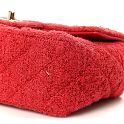 Chanel Tweed Quilted Mini Rectangular Flap Red 11 of 11
