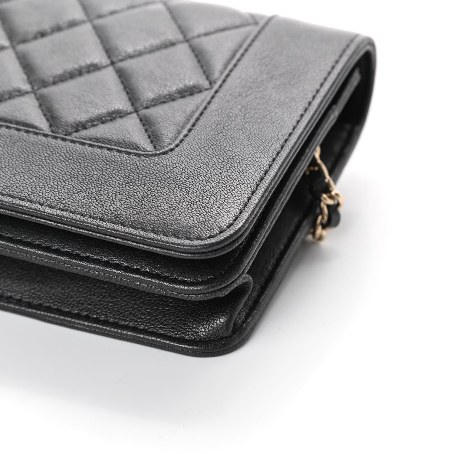 Chanel Sheepskin Quilted Mademoiselle Vintage Wallet On Chain WOC Dark Grey 10 of 11