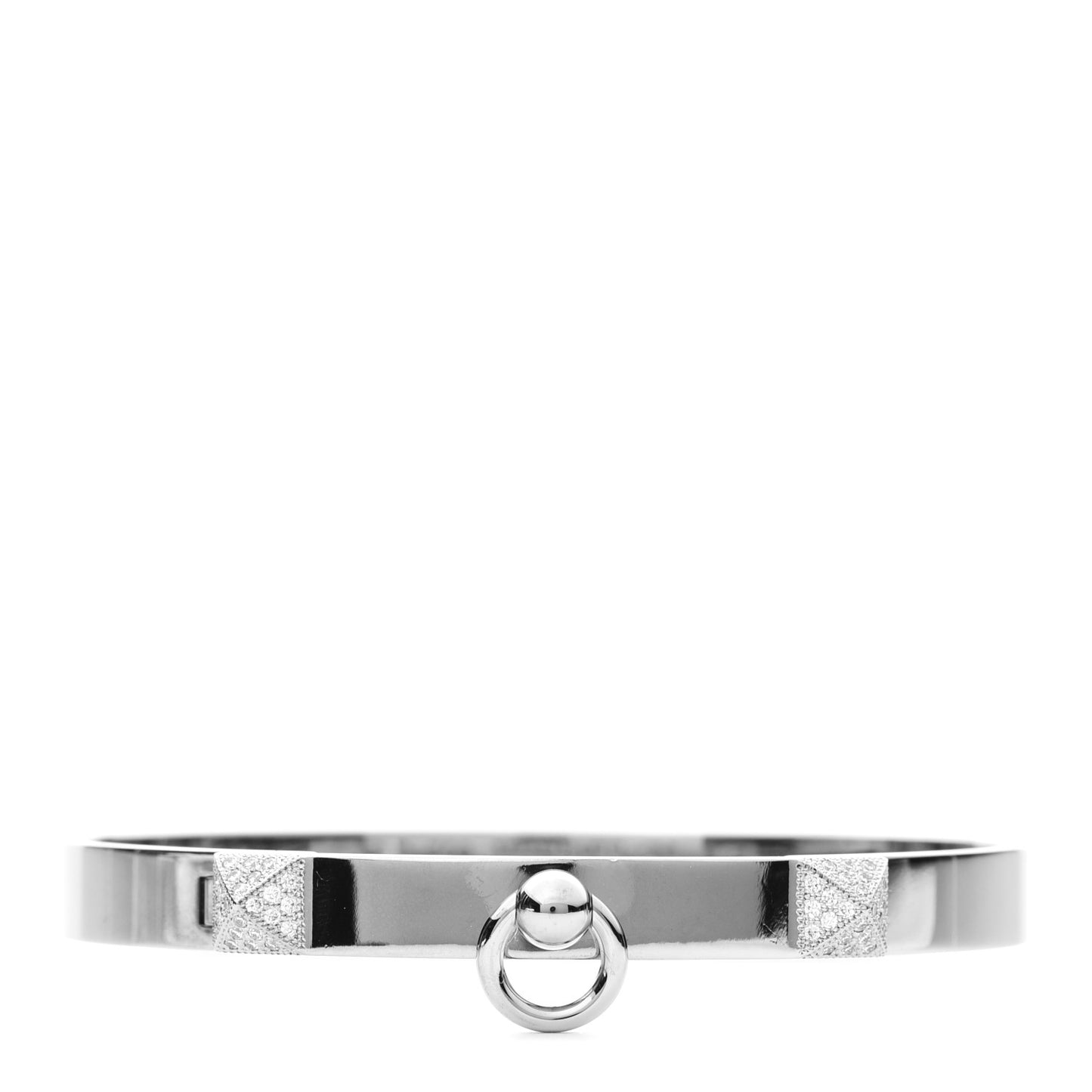 18K White Gold Diamond PM Collier De Chien Bracelet SH