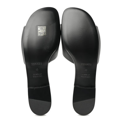 Hermes Calfskin Dune Sandals 40 Black 5 of 9