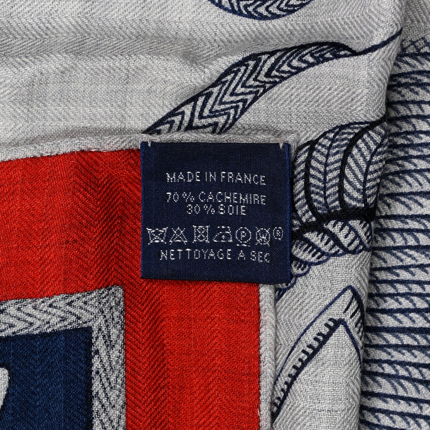 Cashmere Silk Zouaves Et Dragons Shawl 140 Gris Chine Marine