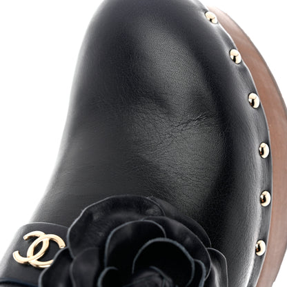 Chanel Calfskin Camellia Clogs 41 Navy 10 of 12