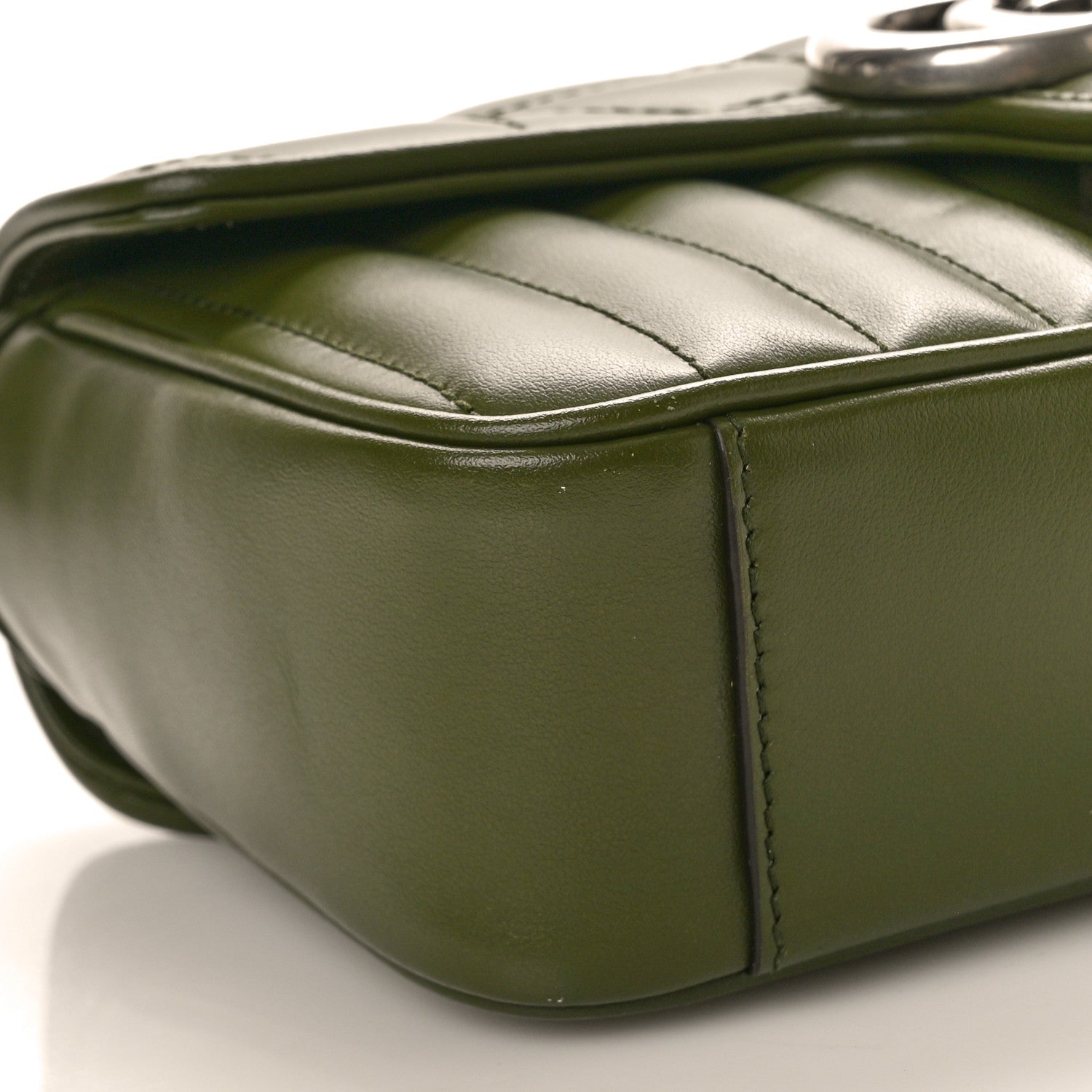 Gucci Calfskin Matelasse Aria Mini GG Marmont Shoulder Bag Military Wood 8 of 9