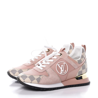Louis Vuitton Suede Damier Azur Run Away Sneakers 38 Pink 3 of 9