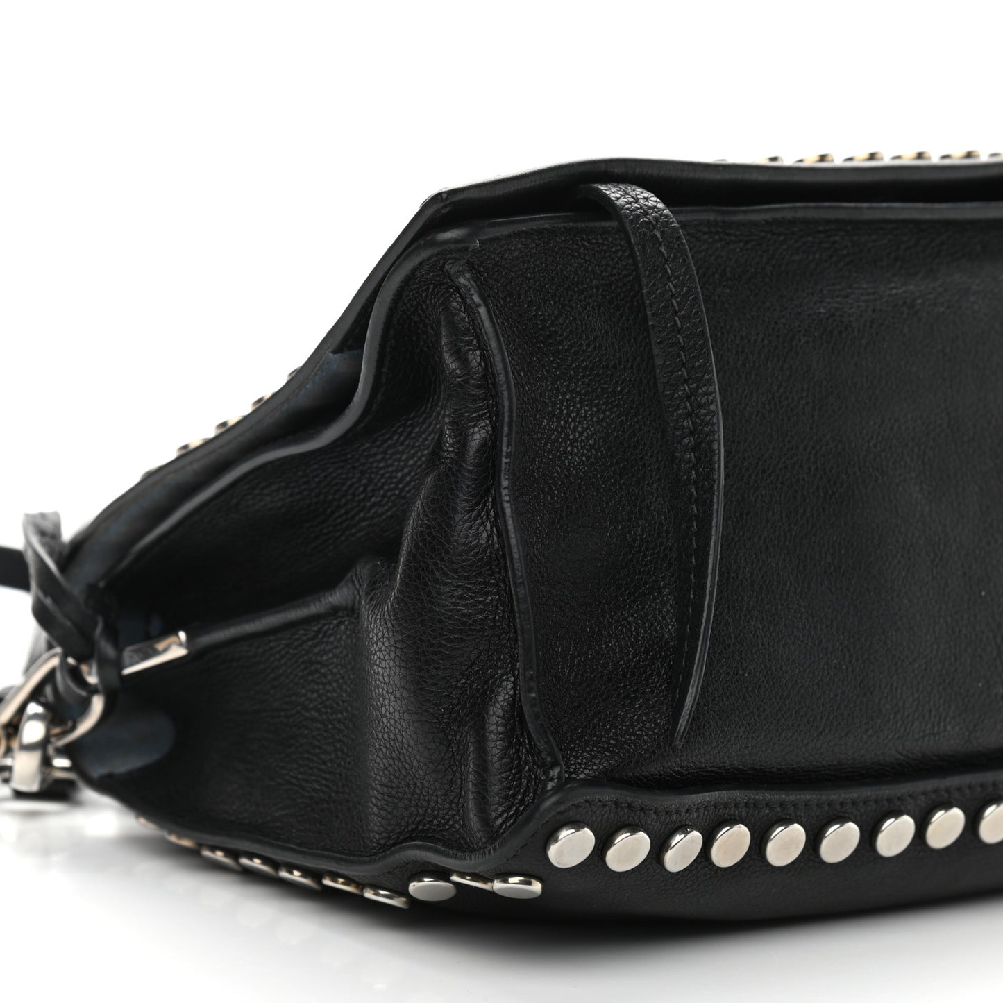 Glace Calfskin Studded Etiquette Flap Black