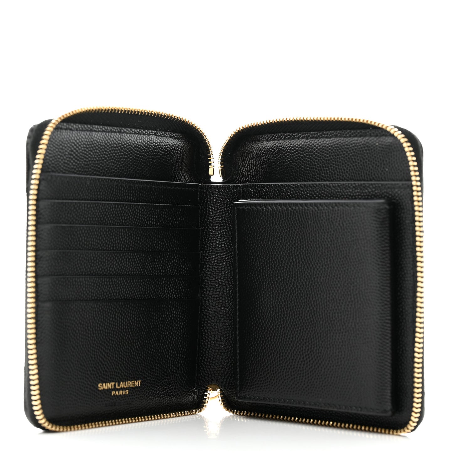 Grain De Poudre Matelasse Chevron Monogram Compact Zip Around Wallet Black