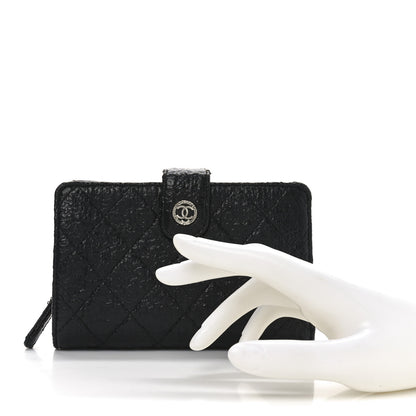 Chanel Crinkled Patent Quilted Zipped Pocket Wallet Black 2 of 8