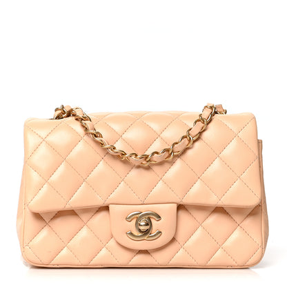 Chanel Lambskin Quilted Mini Rectangular Flap Beige 1 of 11