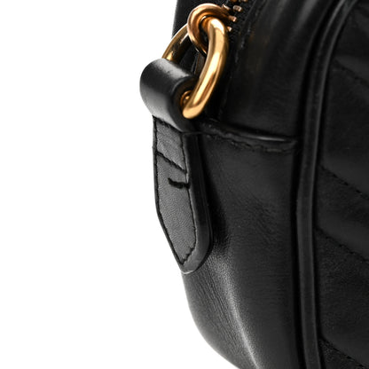 Gucci Calfskin Matelasse Mini GG Marmont Chain Shoulder Bag Black 11 of 13