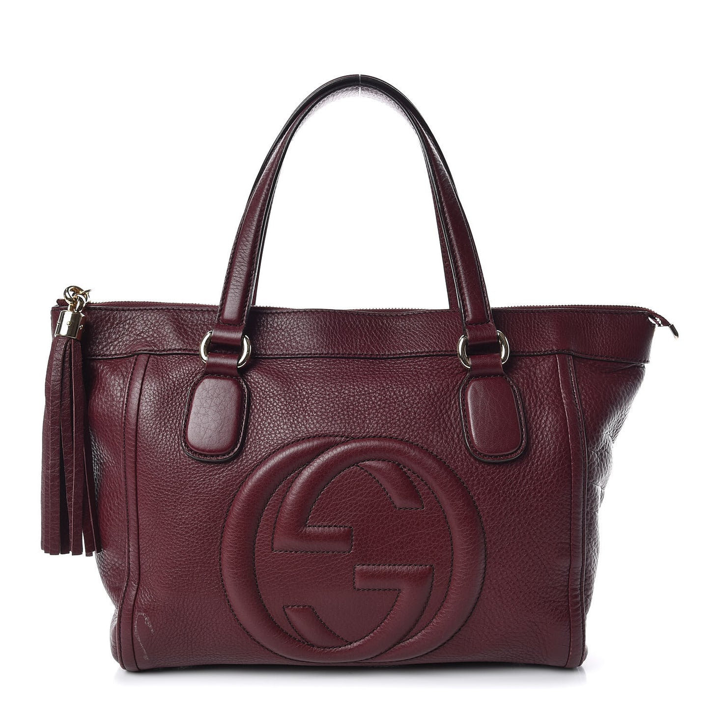 Pebbled Calfskin Small Soho Top Handle Bag Burgundy