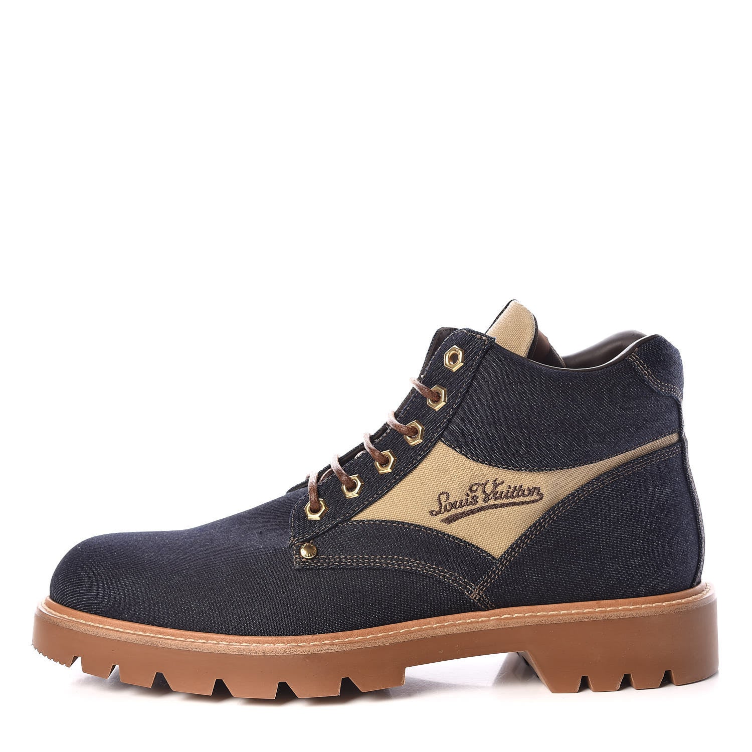 Louis Vuitton Denim Mens Oberkampf Ankle Boots 10 Marine 1 of 7